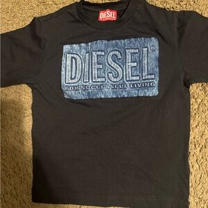 Diesel Black Tee with Blue Logo Patch